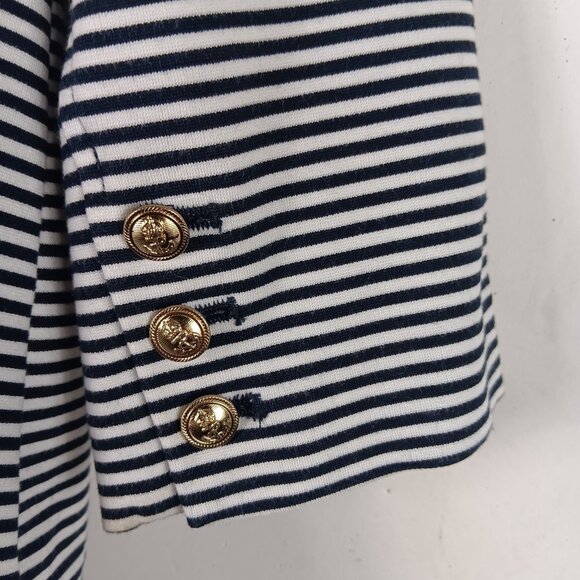 Cabi Striped Nautical Blazer Womens S Navy White Preppy Coastal Double Breasted - Picture 3 of 10